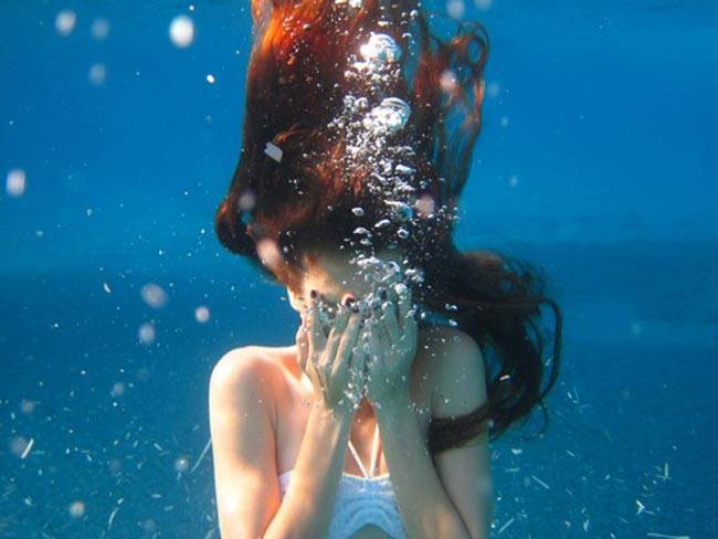Just under water