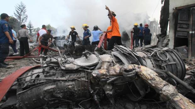 110 dead in Indonesia military plance crash