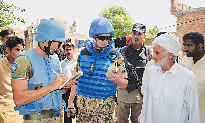 UN team visits Sialkot to observe border damages by Indian forces