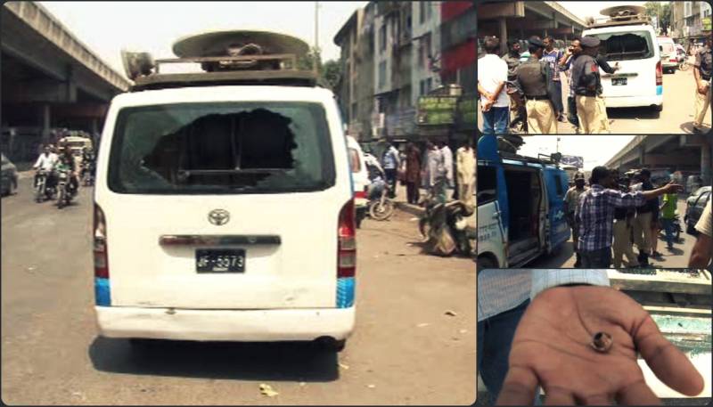 Samaa DSNG van attacked in Karachi, cameraman, driver remained unhurt