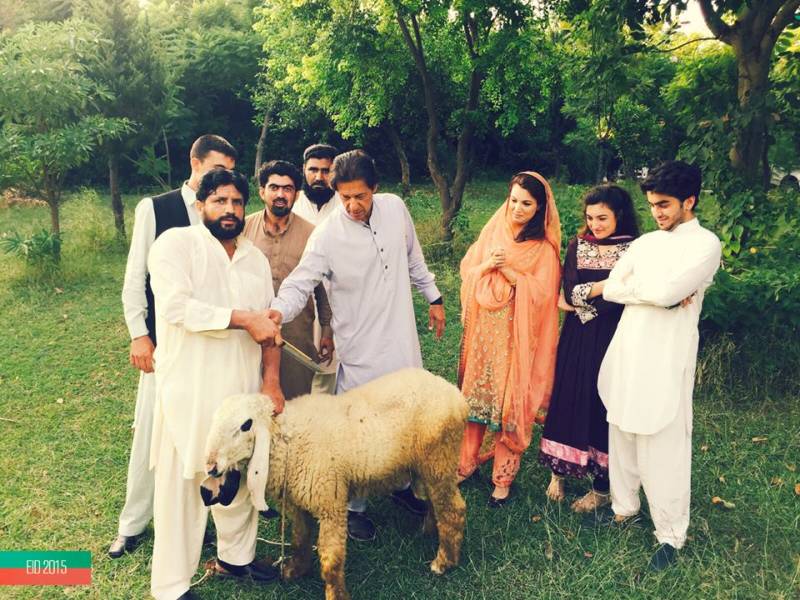 Imran Khan, Reham Khan sacrifice sheep to commemorate Eid-ul-Azha
