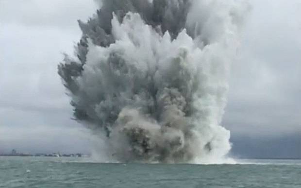 Royal Navy explodes huge WWII German mine