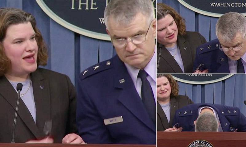 VIDEO: US general faints during Air Force's $120billion press briefing