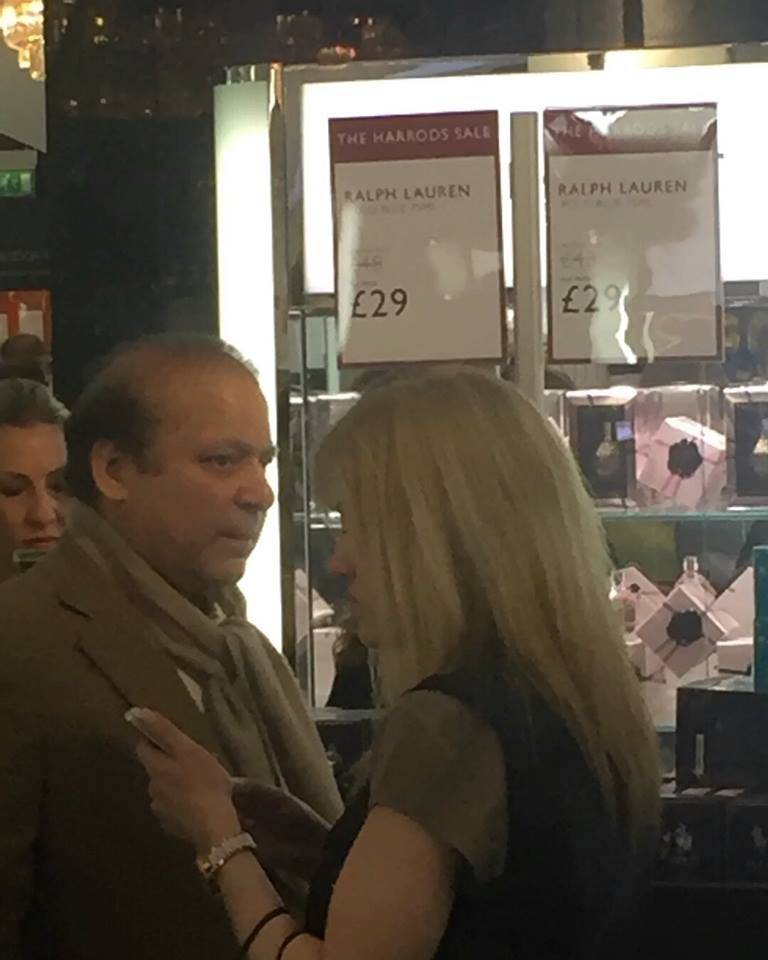 Spotted: Nawaz Sharif casually 'recovering' from surgery at London's most luxurious store Harrods