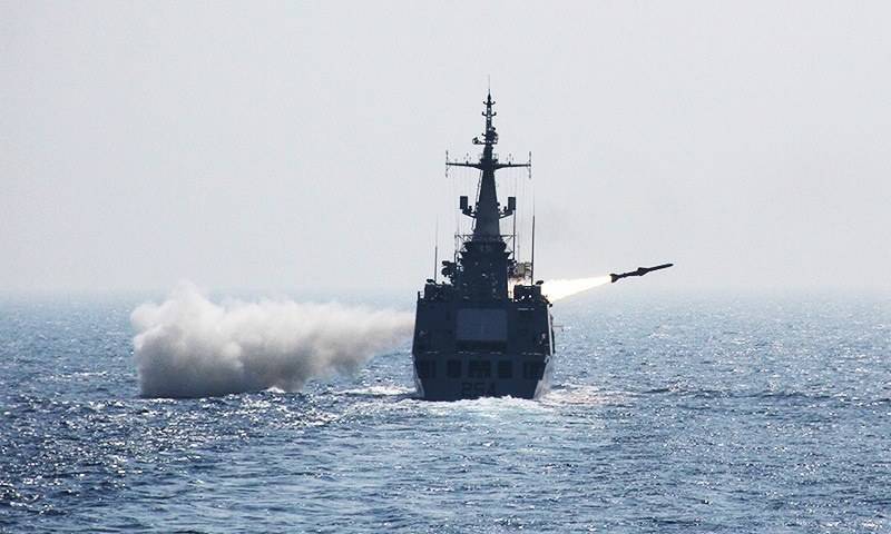 Pakistan Navy demonstrates live missile firing in Arabian Sea
