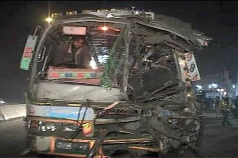 Four killed as passenger bus turns turtle in Karachi