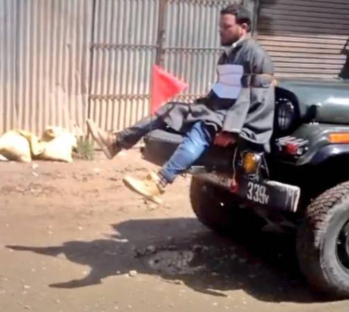 Why is this Kashmiri man tied to Indian jeep? Photo exposes the truth about Indian 'democracy'