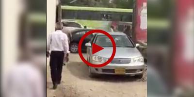 Wrongly parked vehicle gets destroyed by enraged driver rushing to hospital