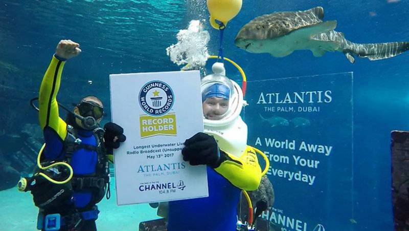 Dubai radio station sets world record for Longest Underwater Live Broadcast