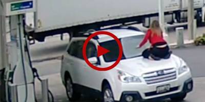 Woman foils carjacking attempt by climbing on bonnet