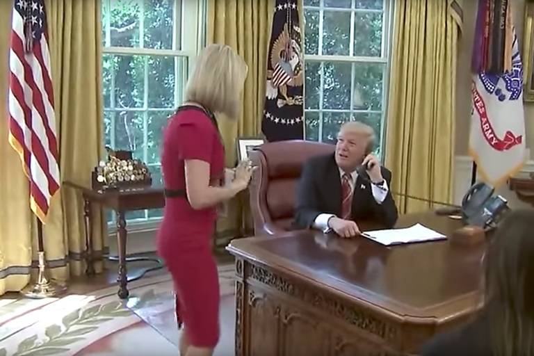 Trump praises female journalist's 'nice smile' by interrupting call to Irish PM