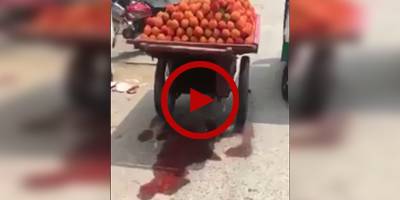 Vendor caught 'painting' peach in broad daylight