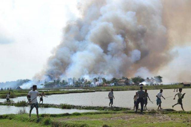 Burma troops setting bodies of Rohingya Muslims on fire to conceal evidence