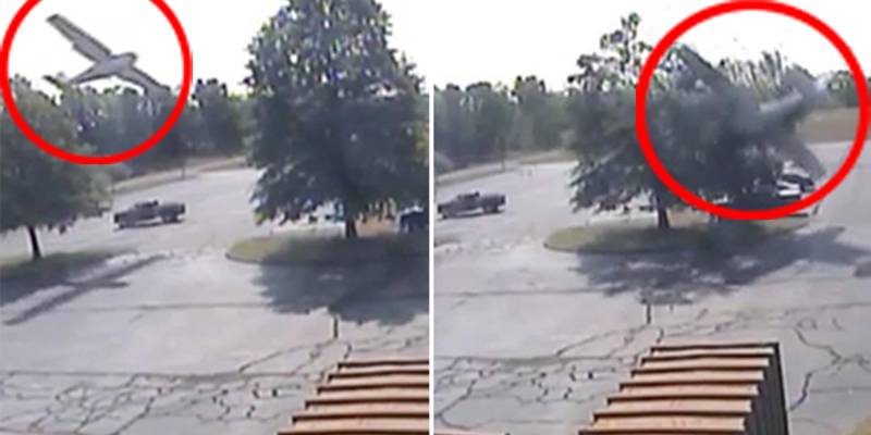 VIDEO: Lucky pilot walks away after crashing aircraft into tree