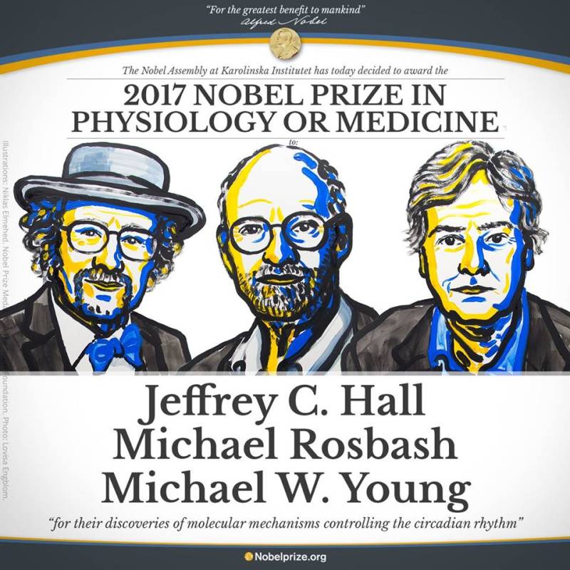 Jeffrey C. Hall, Michael Rosbash and Michael W. Young awarded 2017 Nobel Prize in Physiology or Medicine