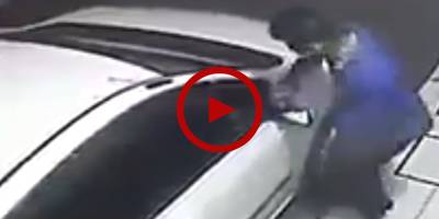 Hilarious thief caught on camera while stealing car's side mirror