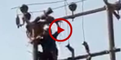 Valiant man risks own life to rescue a bird in Karachi