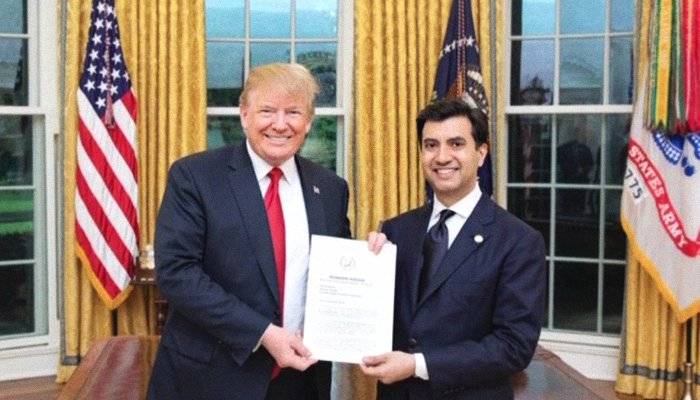 Ali Jahangir Siddiqui presents credentials to Donald Trump as Pakistan's ambassador