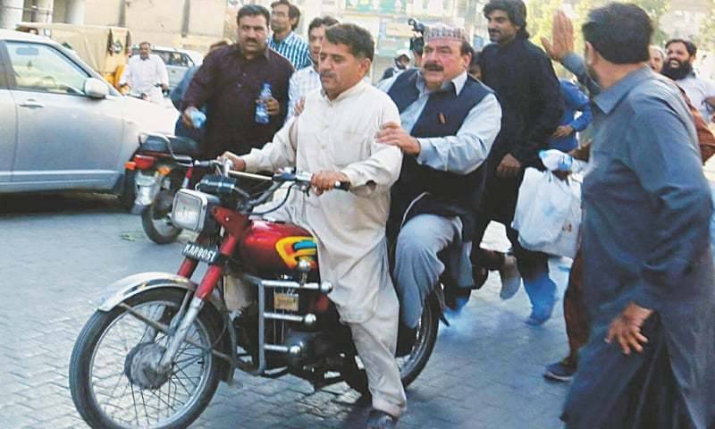 Sheikh Rasheed starts election campaign on motorcycle