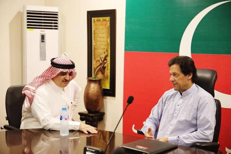 Saudi ambassador calls on Pakistan's 'incoming PM' Imran Khan at Bani Gala