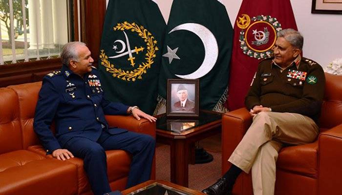 Air Chief Marshal Mujahid Anwar meets COAS Qamar Bajwa