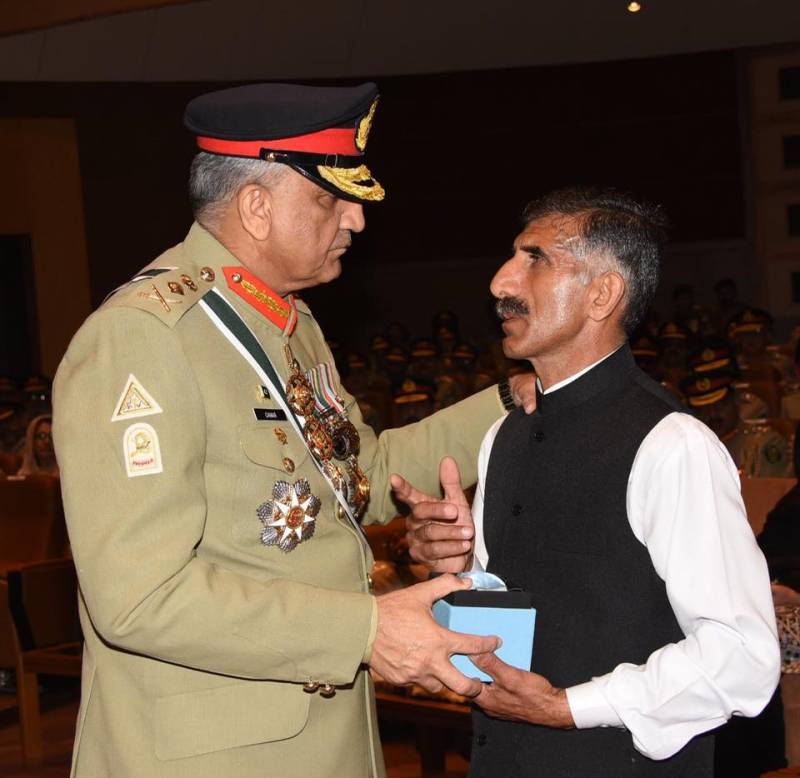 COAS Gen Bajwa confers military awards on army men for acts of gallantry