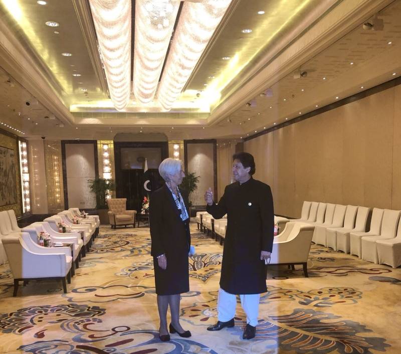PM Imran meets IMF chief Christine Lagarde in China