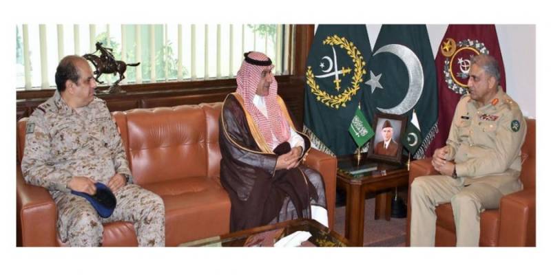 Saudi Minister Media, Military Adviser to Minister Defence call on COAS at GHQ