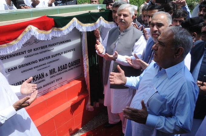 NA Speaker Asad Qaiser lays foundation stone of Utla Dam at Gadoon