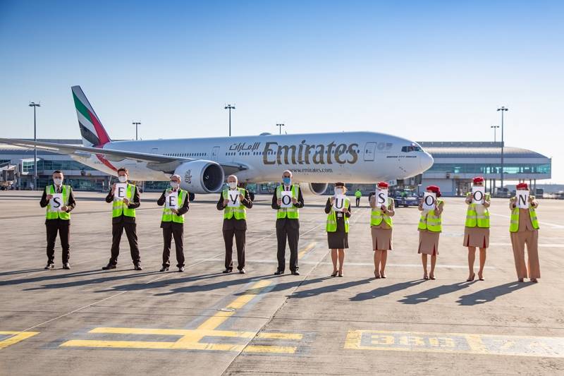 Emirates staff gives an emotional send-off to last flights