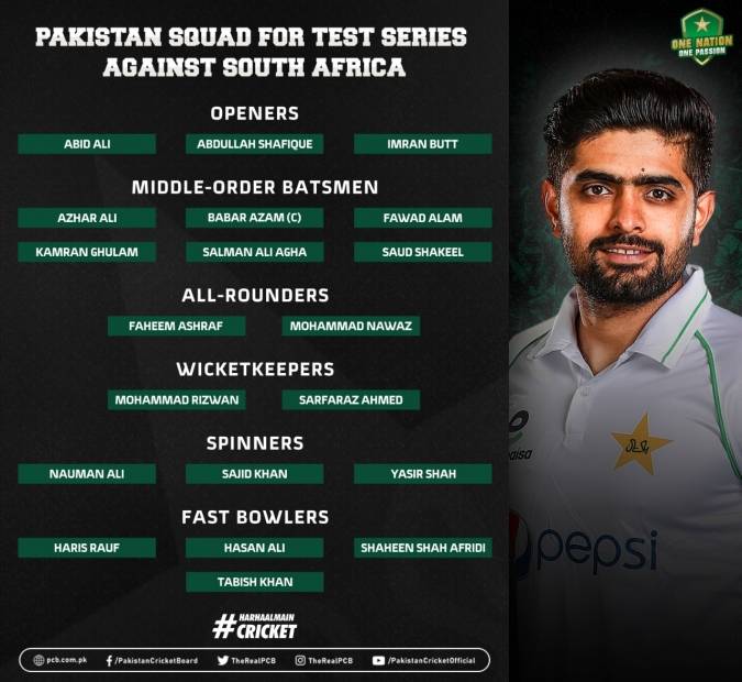 PAKvSA – Pakistan announces Test squad against South Africa