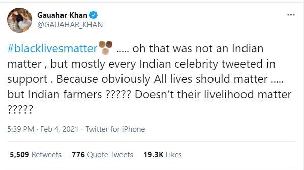 Gauahar Khan slams Indian celebs, targeting their silence on farmers' protest