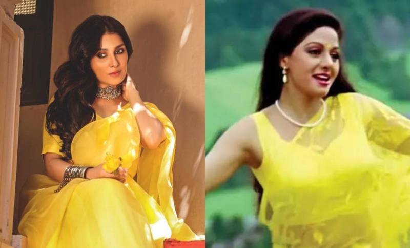 Ayeza Khan pays tribute to Sridevi in gorgeous yellow saree