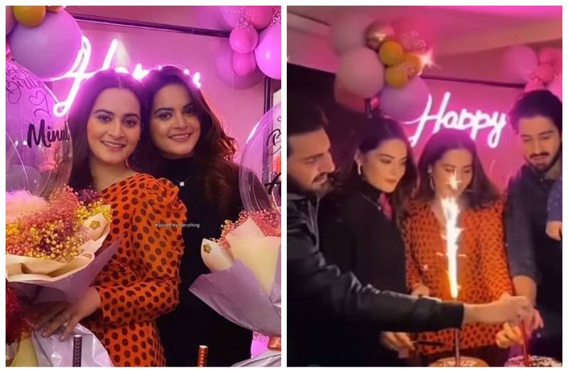 Aiman and Minal Khan surprised with a midnight birthday bash 