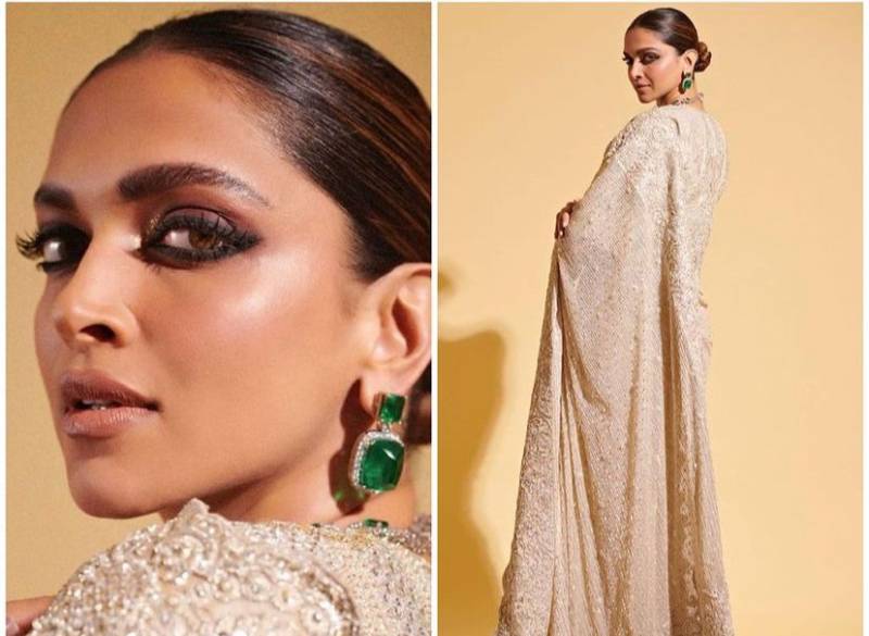 Deepika Padukone stuns in a gorgeous saree by Pakistani designer