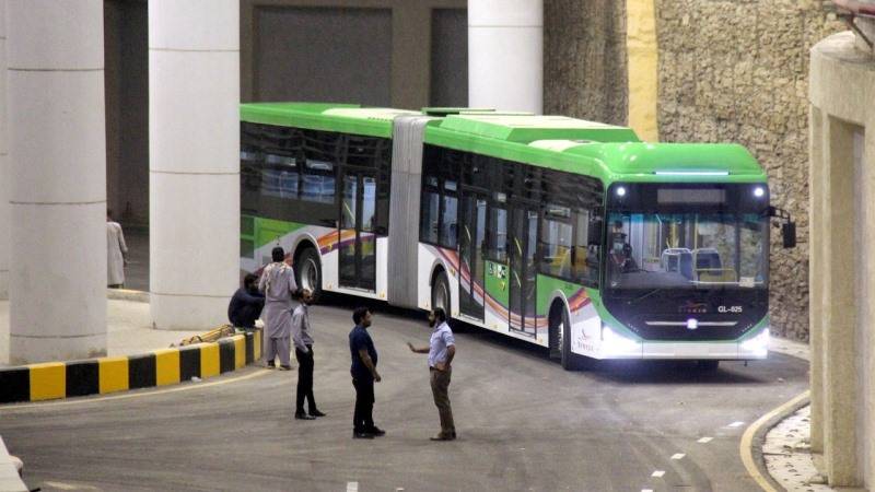 Green Line maiden bus hits the road in Karachi