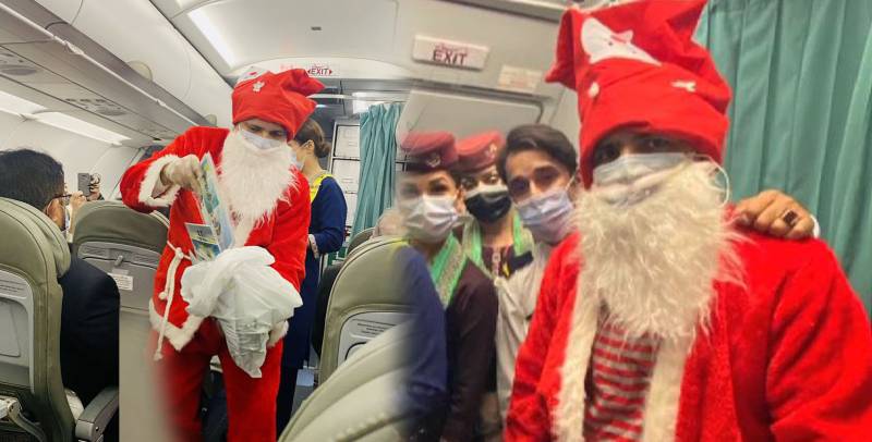 Santa Claus boards PIA plane to distribute Christmas gifts