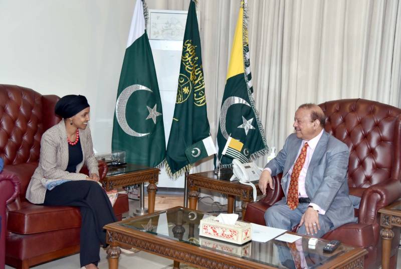US congresswoman Ilhan Omar assures AJK President of taking up Kashmir issue with Biden