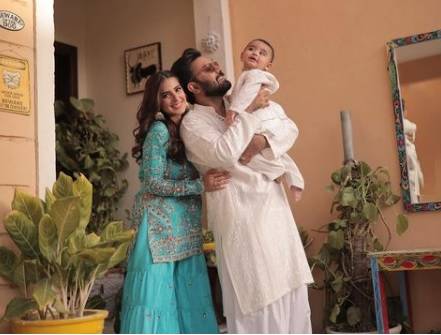 Iqra Aziz shares inside pics from Eid celebrations with hubby and son