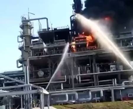 Fire erupts at Russia's oil refinery after Ukrainian drone strike