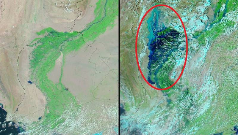 Massive flooding creates 100km-wide lake in Pakistan’s Sindh