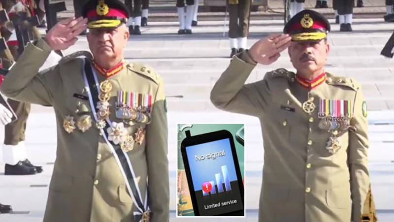 Mobile phone service partly suspended in Rawalpindi amid Army's change of command ceremony