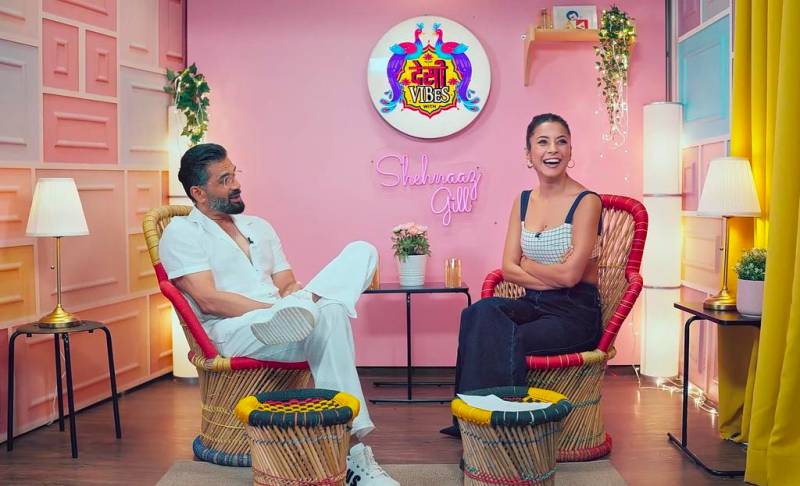 Shehnaaz Gill and Suniel Shetty share a fun time on her show