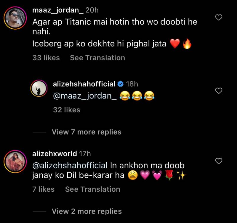 Fan's Titanic comment makes Alizeh Shah burst into laughter
