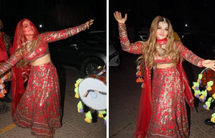 Rakhi Sawant celebrates divorce with a dazzling red lehenga at break-up party