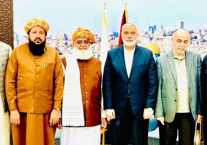 Fazl meets Hamas leaders in Qatar, assures Palestinians of support against Israeli war crimes