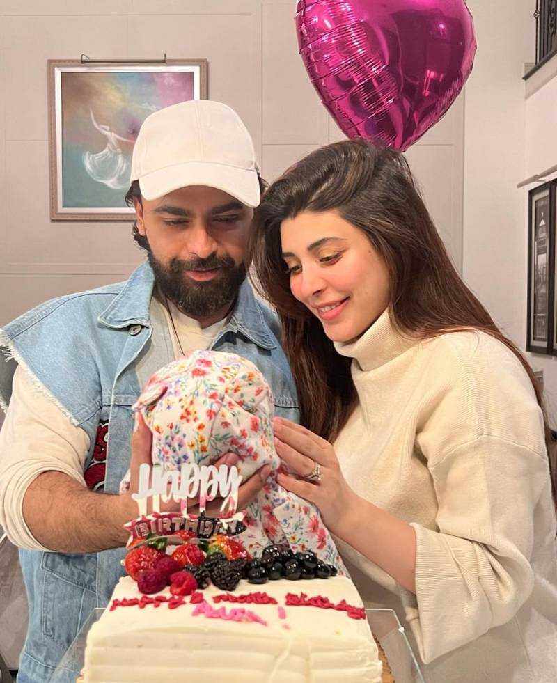 Farhan Saeed and Urwa Hocane celebrate Aara's first month with family