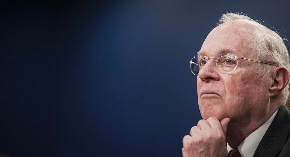 U.S. Supreme Court Justice Anthony Kennedy pauses while testifying during a Financial Services and General Government Subcommittee in Washington, D.C., U.S., on Monday, March 23, 2015. Sprinting toward their spring recess, the House and Senate will separately consider budget blueprints, perhaps leading to the first joint congressional budget in six years. Photographer: Pete Marovich/Bloomberg via Getty Images