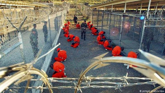 Detainees in a holding area at Camp X-Ray at Naval Base Guantanamo Bay, Cuba.–File photo