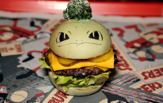 A 'Pokeburg' hamburger with the name 'Bulboozaur', inspired by the Pokemon Go phenomenon, is pictured at Down N' Out Burger restaurant in Sydney, Australia, August 26, 2016. The restaurant sells a limited number of Pokeburgs per day, with the names Chugmander, Peakachu and Bulboozaur, capitalizing on fans' appetite for Pokemon Go, the location-based augmented reality game. REUTERS/Jason Reed